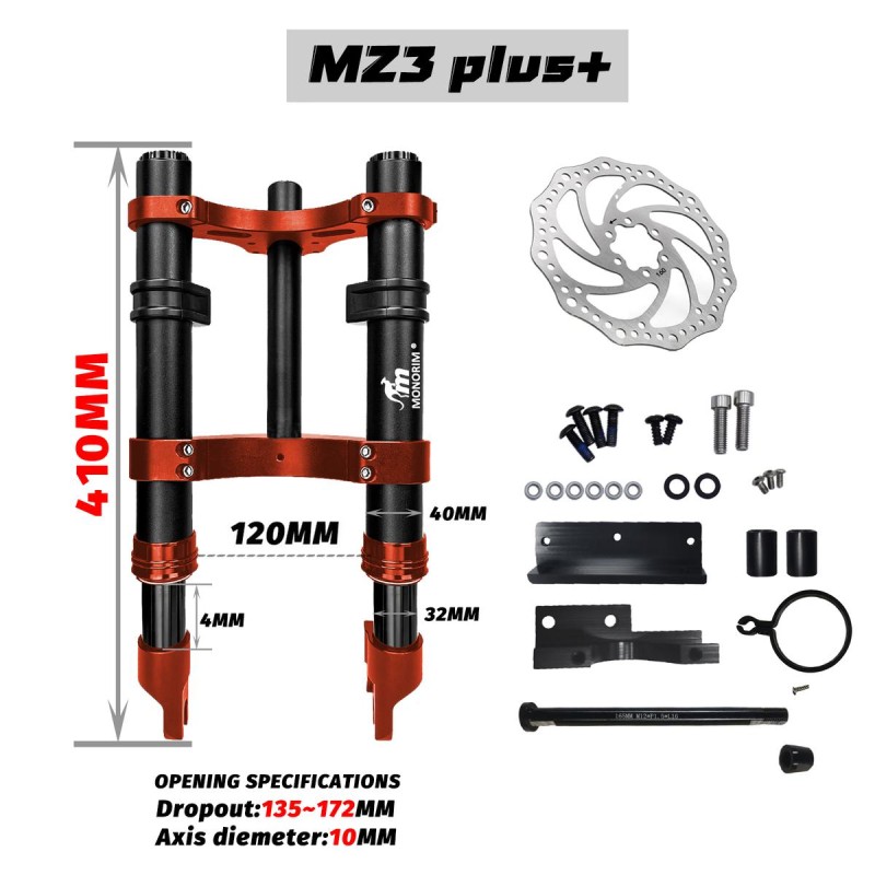 Etujaousitus Monorim MZ3 Plus Dual Air Segway ZT3 parempi ajomukavuus  - 10 Tärkeää: Tämän tuotteen asennuksen saa suorittaa vai