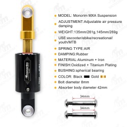Povitryanyy amortyzator Monorim MXA dlya elektro-samokata ta velosypeda MTB  - 10 
MODEL: Amortyzator Monorim MXA
REGULYUVANNYA: