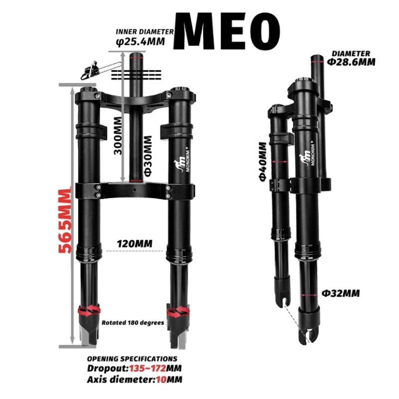 Suspension avant Monorim ME0 Air - Hidraulic version 565mm x 165mm  - 2 
Compatibilite: suspension avant Monorim ME0 Air Hidraul