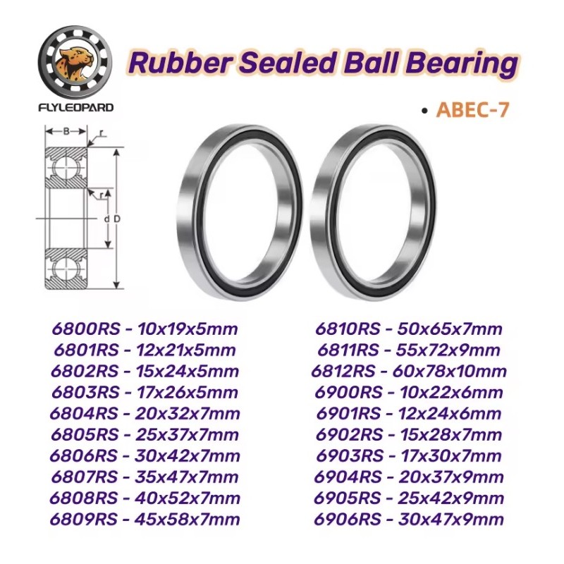 2 kpl:n sarja tiivistettyjä RS-kuulalaakereita ABEC 7 - 6810RS, 6800RS, 6801RS, 6802RS, 6803RS, 6804RS, 6805RS  - 2 Sopivuus vii